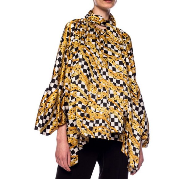 BALENCIAGA Gold Chains Printed Silk Blouse - Picture 1 of 13